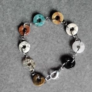 Hand Crafted Multi gemstone Donut Style Bracelet